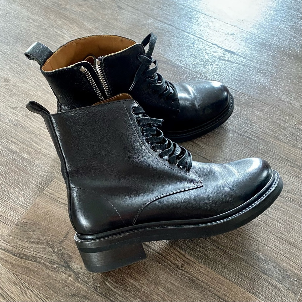 Frye Alice Black Combat Boots size 9- fit like 8.5